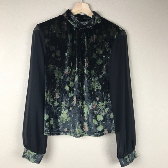 Banned Retro Green & Black Velvet Blouse - Picture 3 of 8